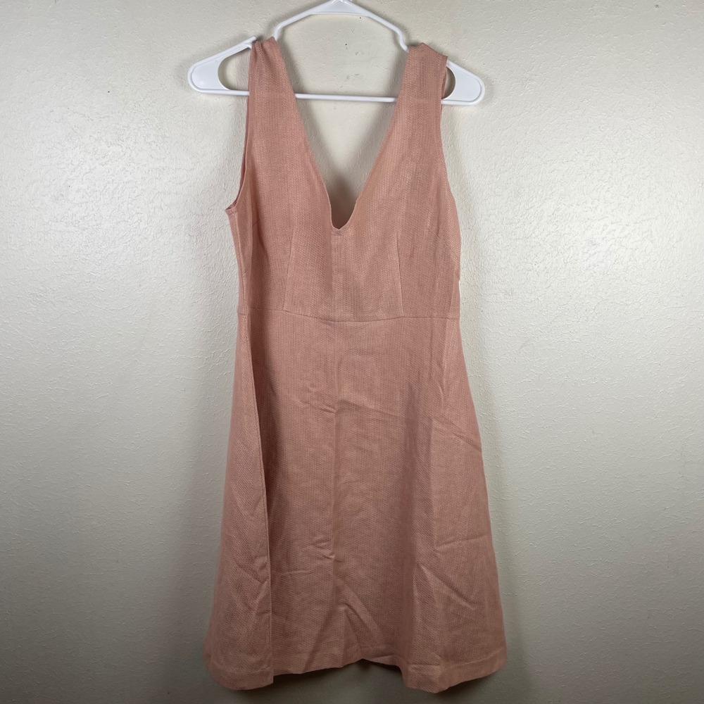 Sandro Paris Sleeveless V Neck Textured Mini Dress Rose Pink